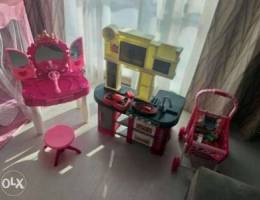 Little girl make up table and kitchen