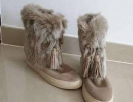 Tory burch rabbit fur boots size 38