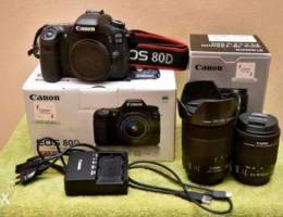 canon 80d with kit lens 18x55 and 18x135 U...