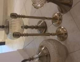 Set of candle holders and vase