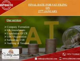 Final Date for VAT Filing