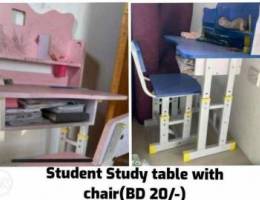 Student study table with chair