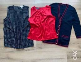 Michael Kors top, red silk top, and more