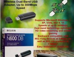 Belkin N600 Wireless Dual-Band USB Adapter...