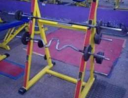 2X bar racks - weights - bars (straight an...