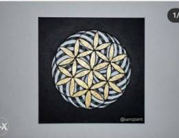 Original painting sacred geometry with gol...