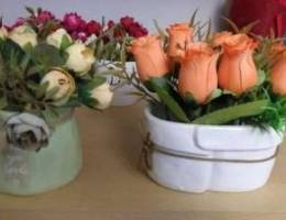 Artificial flower pots and arrangement