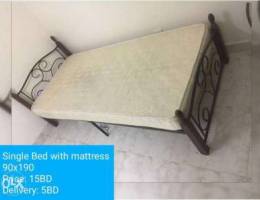 Steel single bed with mattress delivery av...