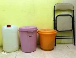 Water can , buckets and chair for sale