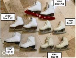 5 Pairs of White Ice Skates