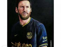 Messi hand drawn color portrait for sale 1...