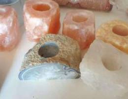 Candles holder. Himalayan salt, agate, qua...