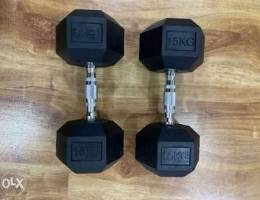 For sale dumbbells 15 kg each 2 items