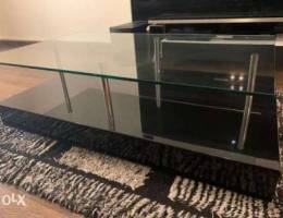 glass table with carpet