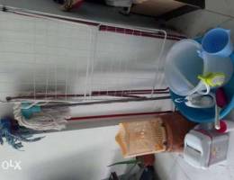 2 Mops , dryer stand ,tub ,bucket ,brush ,...