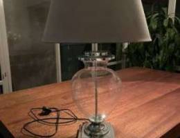 large lamp with grey shade