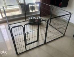 Large Dog Cage + Food/Water Bowls + Dog Le...