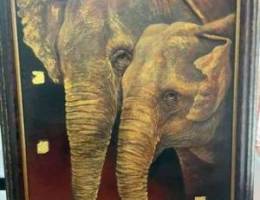 beautiful elephant oil painting