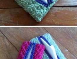 Crochet pocket tissue cover