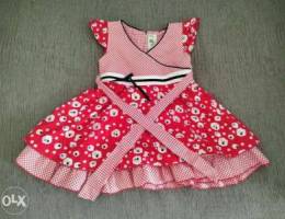 18 month old red and white floral dress