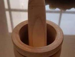 Wooden mortar and pestle