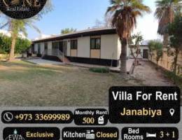 Villa for rent in Janabiya