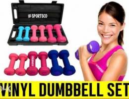 Anti Slip Vinyl Dumbbell Set (3 Pairs) - D...