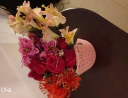 Beautiful flowers with pink vase