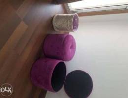 Baby velevt ottoman with storage and baske...