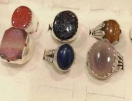 Engraved Gemstone silver rings