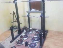 200KG weights, plate holder, 2 bars, squat...