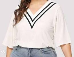 V Neckline Striped Blouse