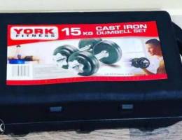 New York fitness cast iron dumbell set 15k...