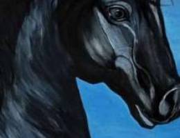 A new painting painted by hand Black horse...