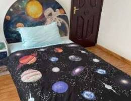 Space Theme Kid's Bed With Matching Side T...