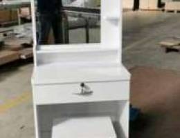 Dressing table with mirror and stool