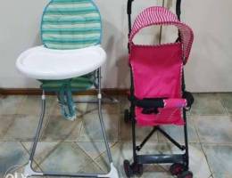 Baby stroller and feeding high chair both ...