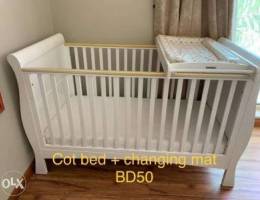 Cot bed and changing mat