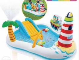 Intex pool for kids enjoying in home with ...