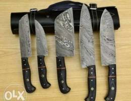 Damascus chef knife set/ Wood & Steel On H...