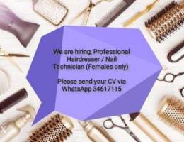 Staff Required For Ladies Saloon