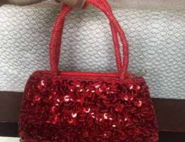 Small size red purse with beads