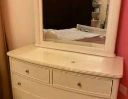 White dresser with mirror and drawers