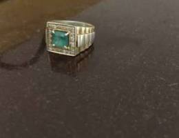 natural columbian emerald ring. gold plate...