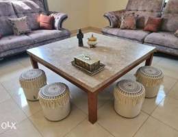 Large marble coffee table, solid wood